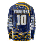 Personalized West Coast Eagles AFL Mascot Long Sleeve Shirt Aboriginal Dot Art - Dreamtime Football Mascot