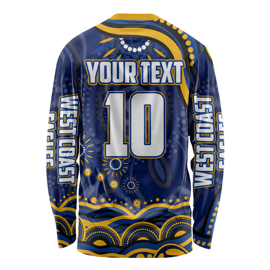 Personalized West Coast Eagles AFL Mascot Long Sleeve Shirt Aboriginal Dot Art - Dreamtime Football Mascot