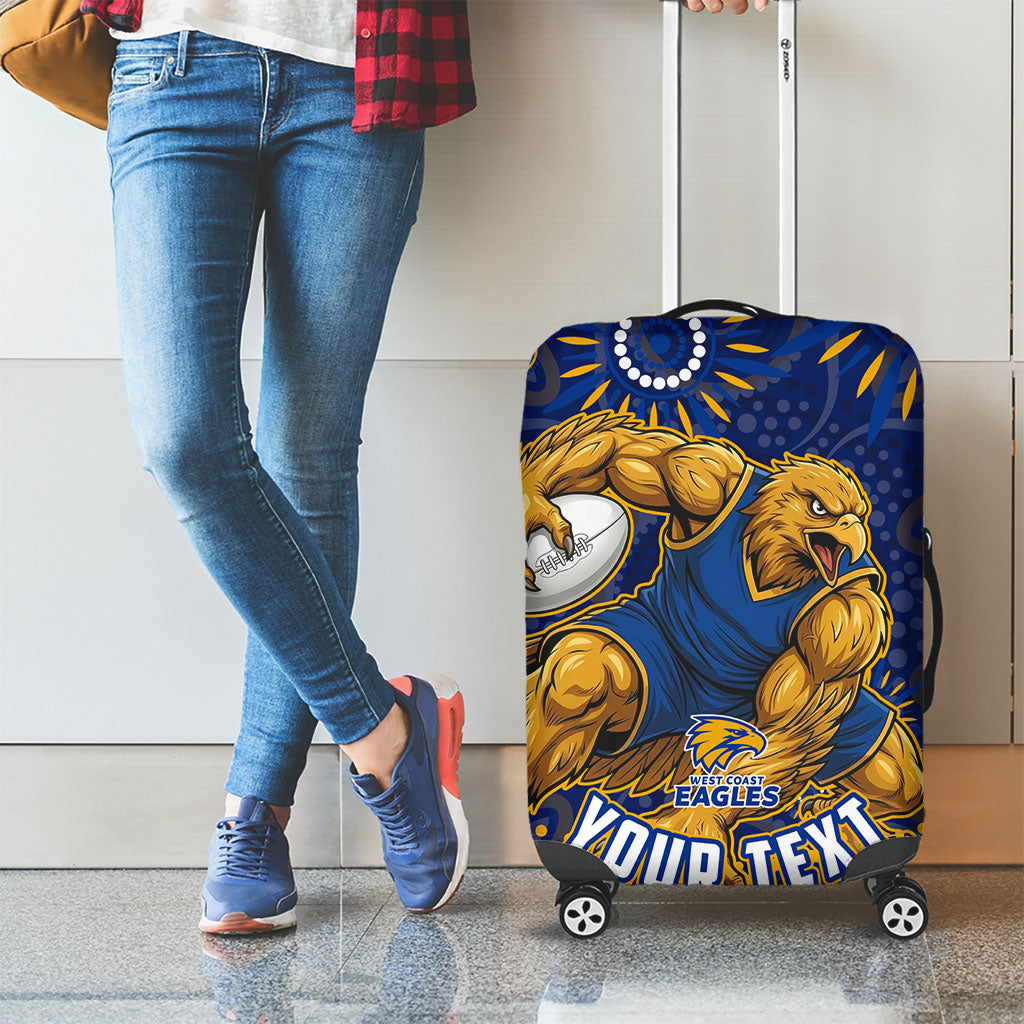 Personalized West Coast Eagles AFL Mascot Luggage Cover Aboriginal Dot Art - Dreamtime Football Mascot