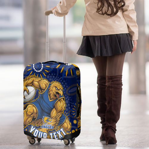 Personalized West Coast Eagles AFL Mascot Luggage Cover Aboriginal Dot Art - Dreamtime Football Mascot