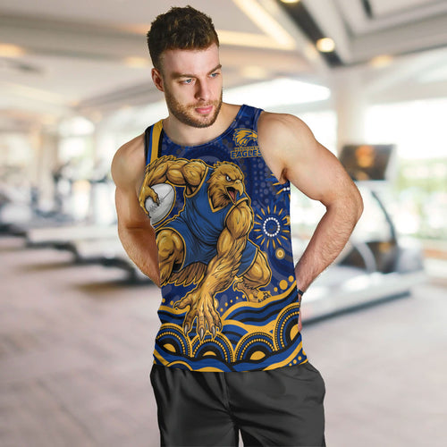 Personalized West Coast Eagles AFL Mascot Men Tank Top Aboriginal Dot Art - Dreamtime Football Mascot