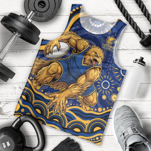 Personalized West Coast Eagles AFL Mascot Men Tank Top Aboriginal Dot Art - Dreamtime Football Mascot