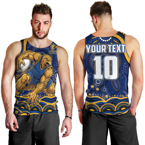 Personalized West Coast Eagles AFL Mascot Men Tank Top Aboriginal Dot Art - Dreamtime Football Mascot