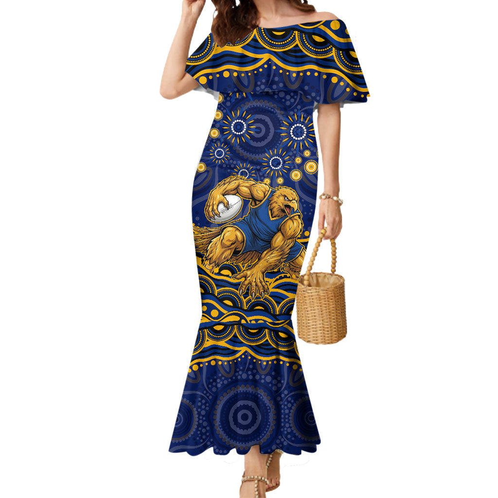 Personalized West Coast Eagles AFL Mascot Mermaid Dress Aboriginal Dot Art - Dreamtime Football Mascot