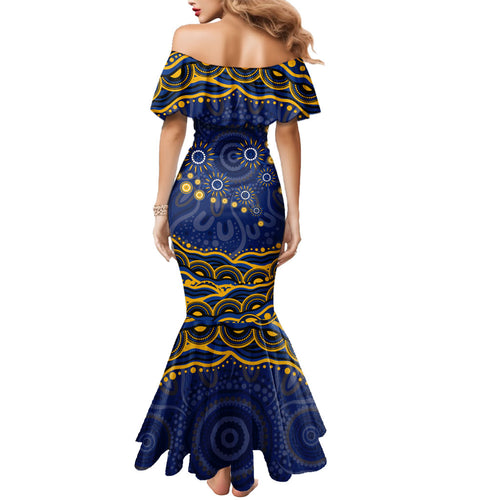 Personalized West Coast Eagles AFL Mascot Mermaid Dress Aboriginal Dot Art - Dreamtime Football Mascot