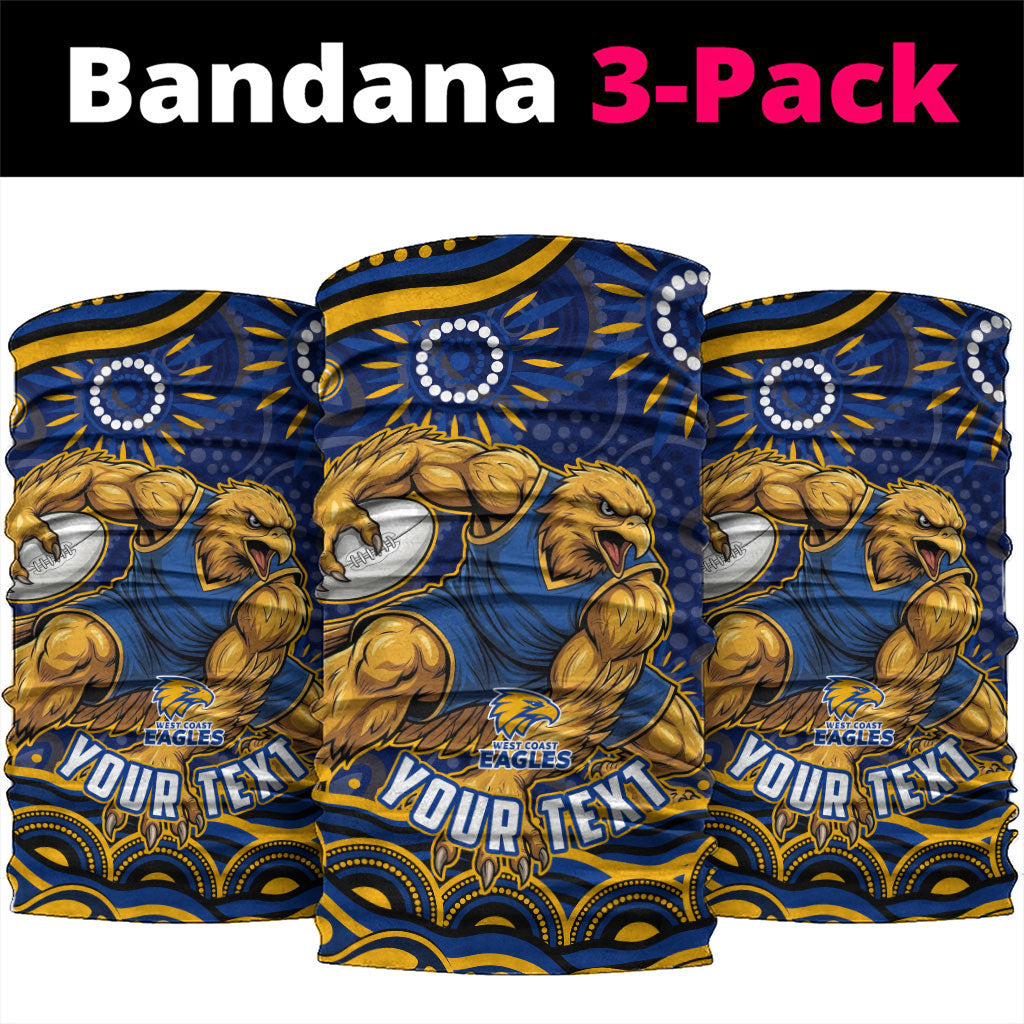 Personalized West Coast Eagles AFL Mascot Neck Gaiter Aboriginal Dot Art - Dreamtime Football Mascot