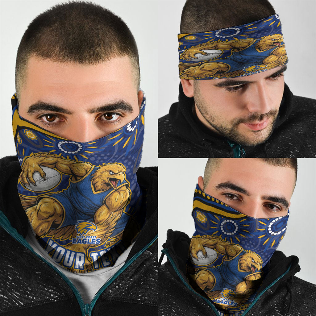 Personalized West Coast Eagles AFL Mascot Neck Gaiter Aboriginal Dot Art - Dreamtime Football Mascot