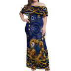 Personalized West Coast Eagles AFL Mascot Off Shoulder Maxi Dress Aboriginal Dot Art - Dreamtime Football Mascot