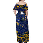 Personalized West Coast Eagles AFL Mascot Off Shoulder Maxi Dress Aboriginal Dot Art - Dreamtime Football Mascot