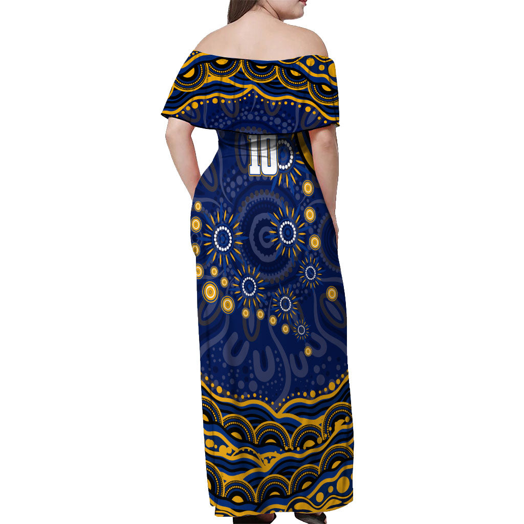 Personalized West Coast Eagles AFL Mascot Off Shoulder Maxi Dress Aboriginal Dot Art - Dreamtime Football Mascot