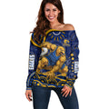 Personalized West Coast Eagles AFL Mascot Off Shoulder Sweater Aboriginal Dot Art - Dreamtime Football Mascot