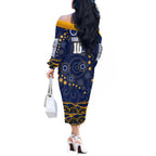 Personalized West Coast Eagles AFL Mascot Off The Shoulder Long Sleeve Dress Aboriginal Dot Art - Dreamtime Football Mascot
