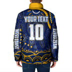 Personalized West Coast Eagles AFL Mascot Padded Jacket Aboriginal Dot Art - Dreamtime Football Mascot