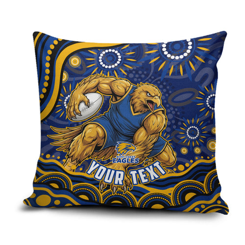 Personalized West Coast Eagles AFL Mascot Pillow Cover Aboriginal Dot Art - Dreamtime Football Mascot