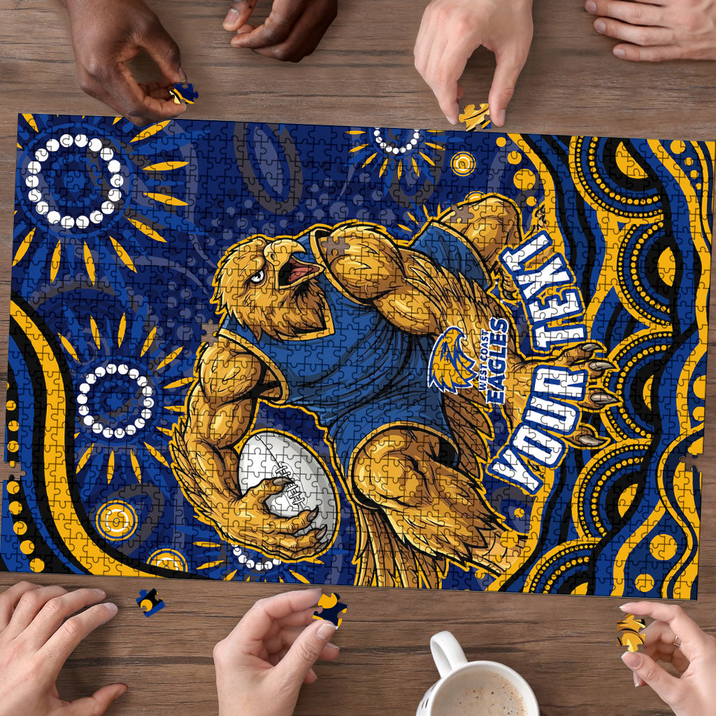 Personalized West Coast Eagles AFL Mascot Puzzle Aboriginal Dot Art - Dreamtime Football Mascot