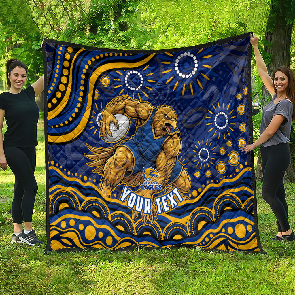 Personalized West Coast Eagles AFL Mascot Quilt Aboriginal Dot Art - Dreamtime Football Mascot