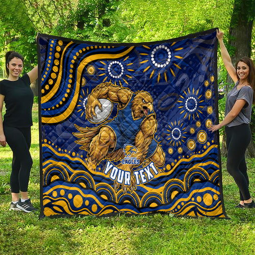 Personalized West Coast Eagles AFL Mascot Quilt Aboriginal Dot Art - Dreamtime Football Mascot