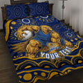 Personalized West Coast Eagles AFL Mascot Quilt Bed Set Aboriginal Dot Art - Dreamtime Football Mascot