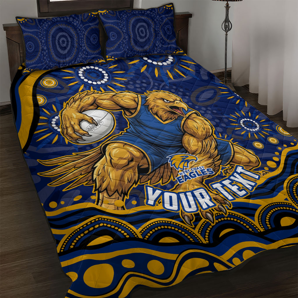 Personalized West Coast Eagles AFL Mascot Quilt Bed Set Aboriginal Dot Art - Dreamtime Football Mascot