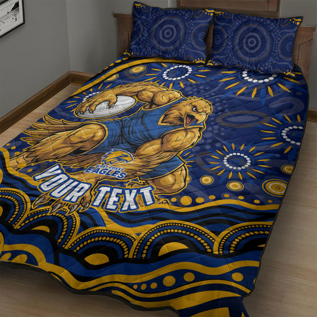 Personalized West Coast Eagles AFL Mascot Quilt Bed Set Aboriginal Dot Art - Dreamtime Football Mascot