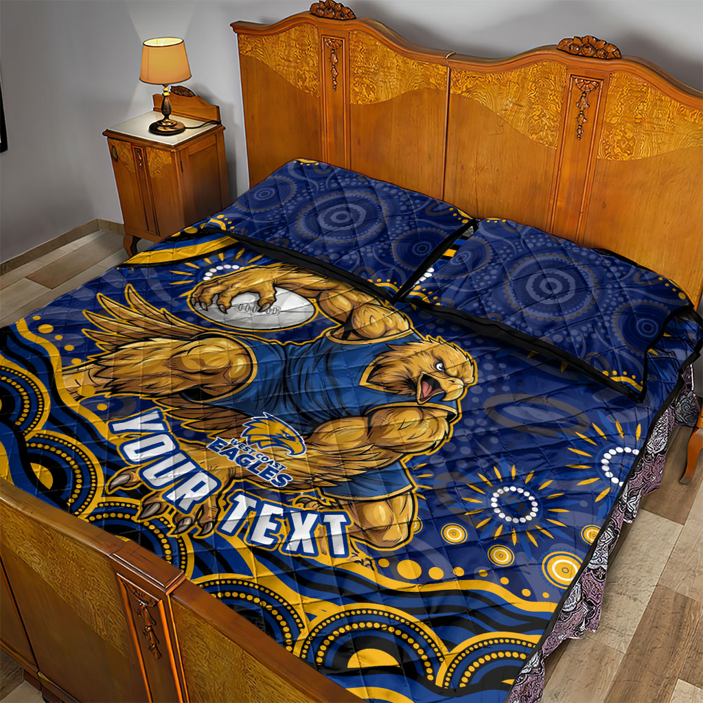 Personalized West Coast Eagles AFL Mascot Quilt Bed Set Aboriginal Dot Art - Dreamtime Football Mascot