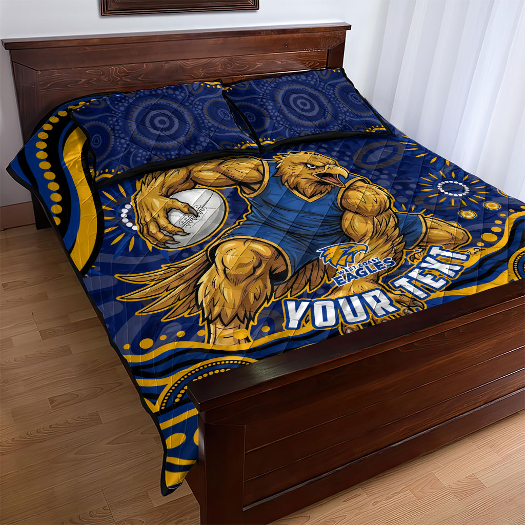 Personalized West Coast Eagles AFL Mascot Quilt Bed Set Aboriginal Dot Art - Dreamtime Football Mascot