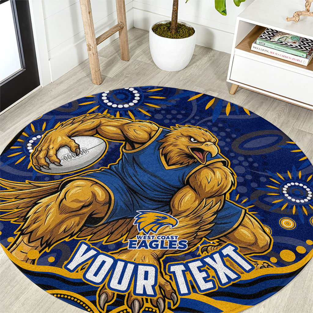 Personalized West Coast Eagles AFL Mascot Round Carpet Aboriginal Dot Art - Dreamtime Football Mascot