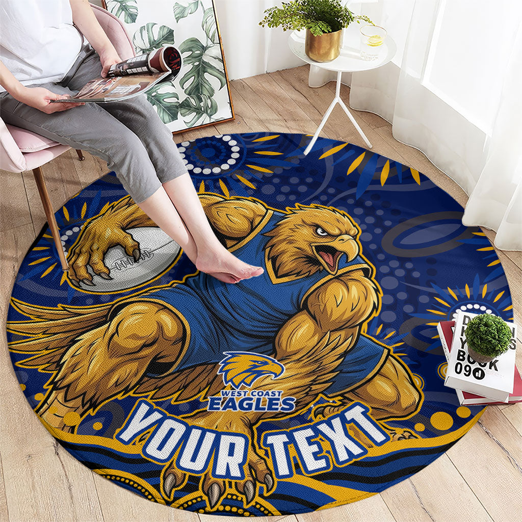 Personalized West Coast Eagles AFL Mascot Round Carpet Aboriginal Dot Art - Dreamtime Football Mascot