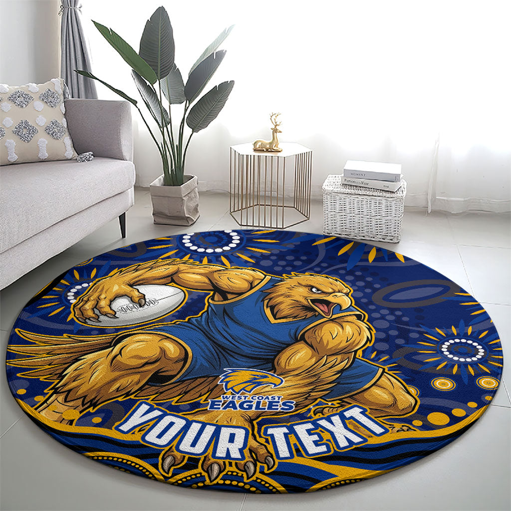Personalized West Coast Eagles AFL Mascot Round Carpet Aboriginal Dot Art - Dreamtime Football Mascot
