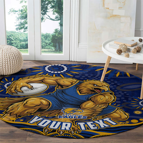 Personalized West Coast Eagles AFL Mascot Round Carpet Aboriginal Dot Art - Dreamtime Football Mascot