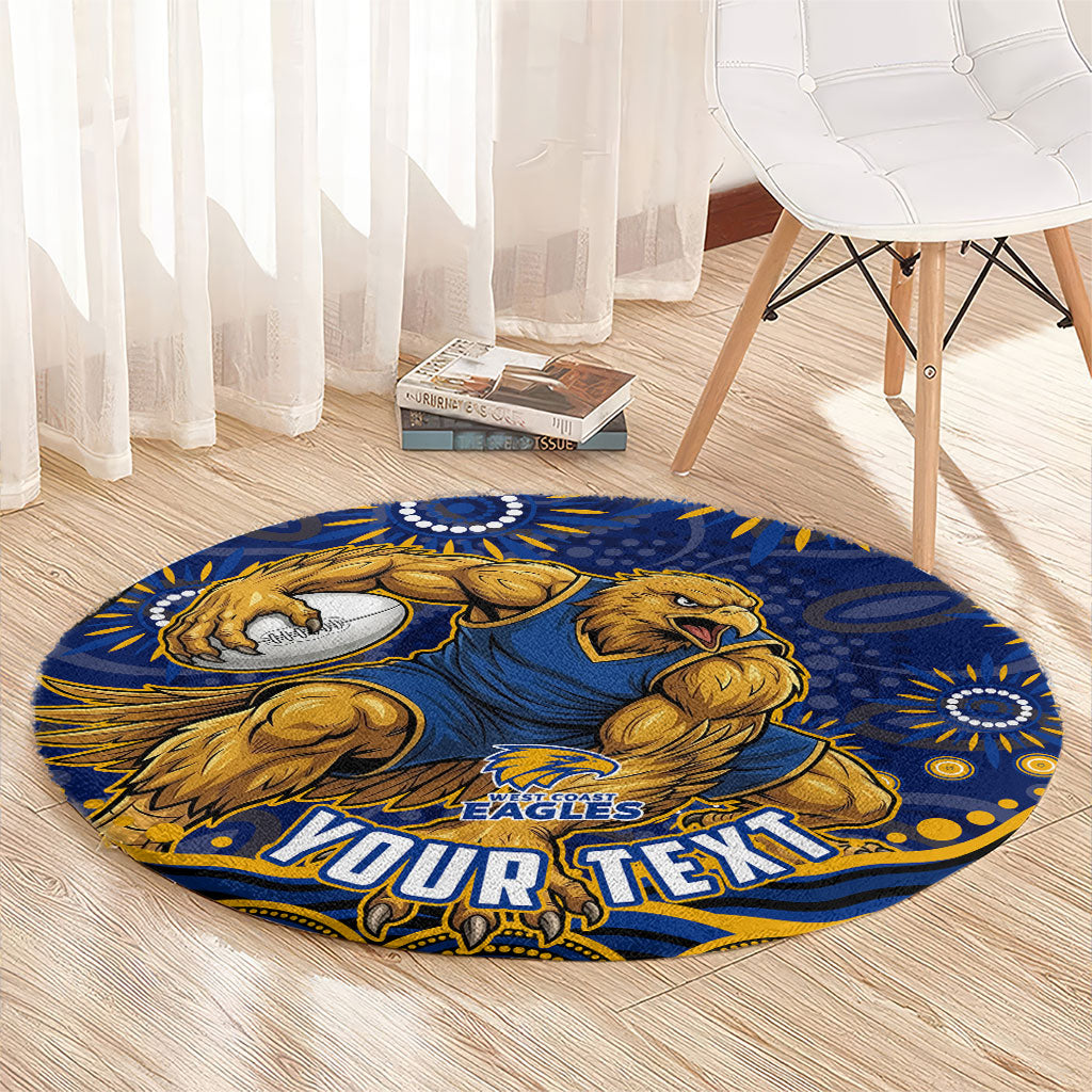 Personalized West Coast Eagles AFL Mascot Round Carpet Aboriginal Dot Art - Dreamtime Football Mascot
