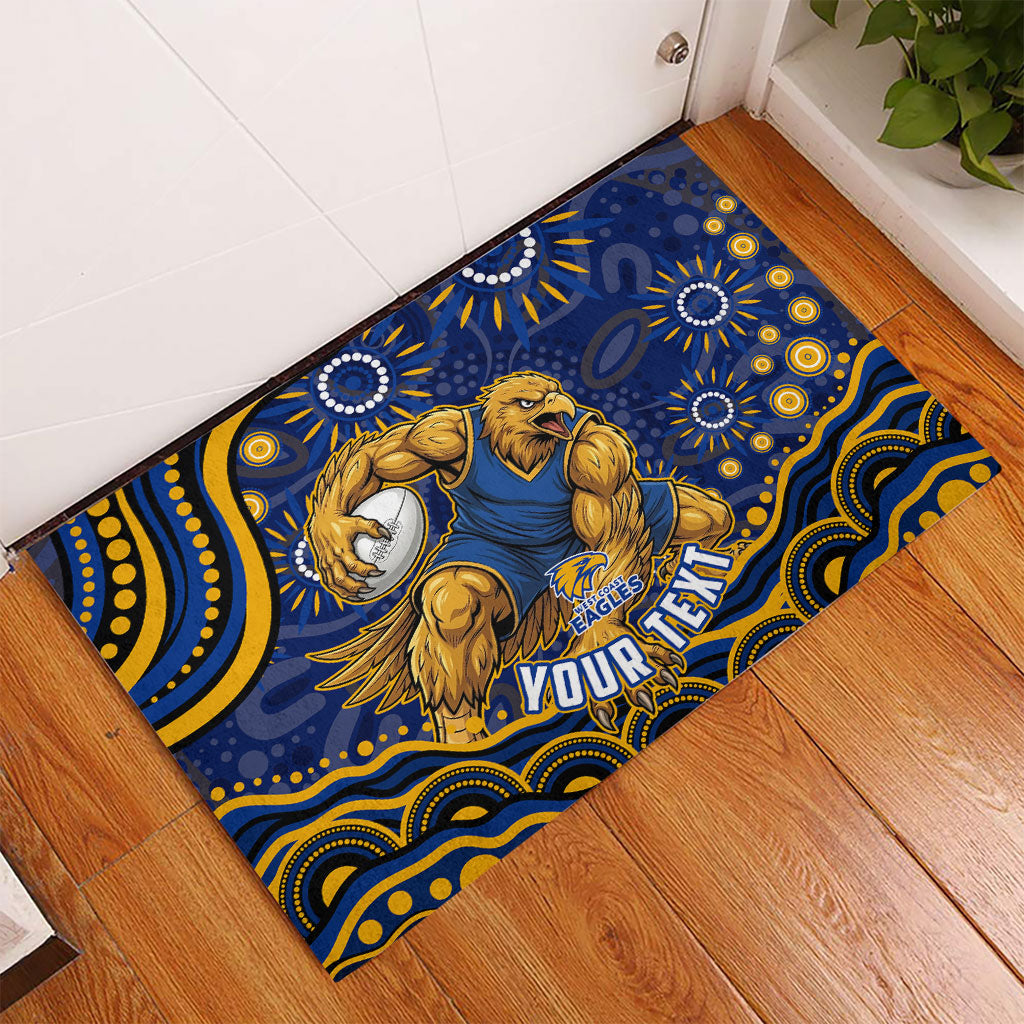 Personalized West Coast Eagles AFL Mascot Rubber Doormat Aboriginal Dot Art - Dreamtime Football Mascot