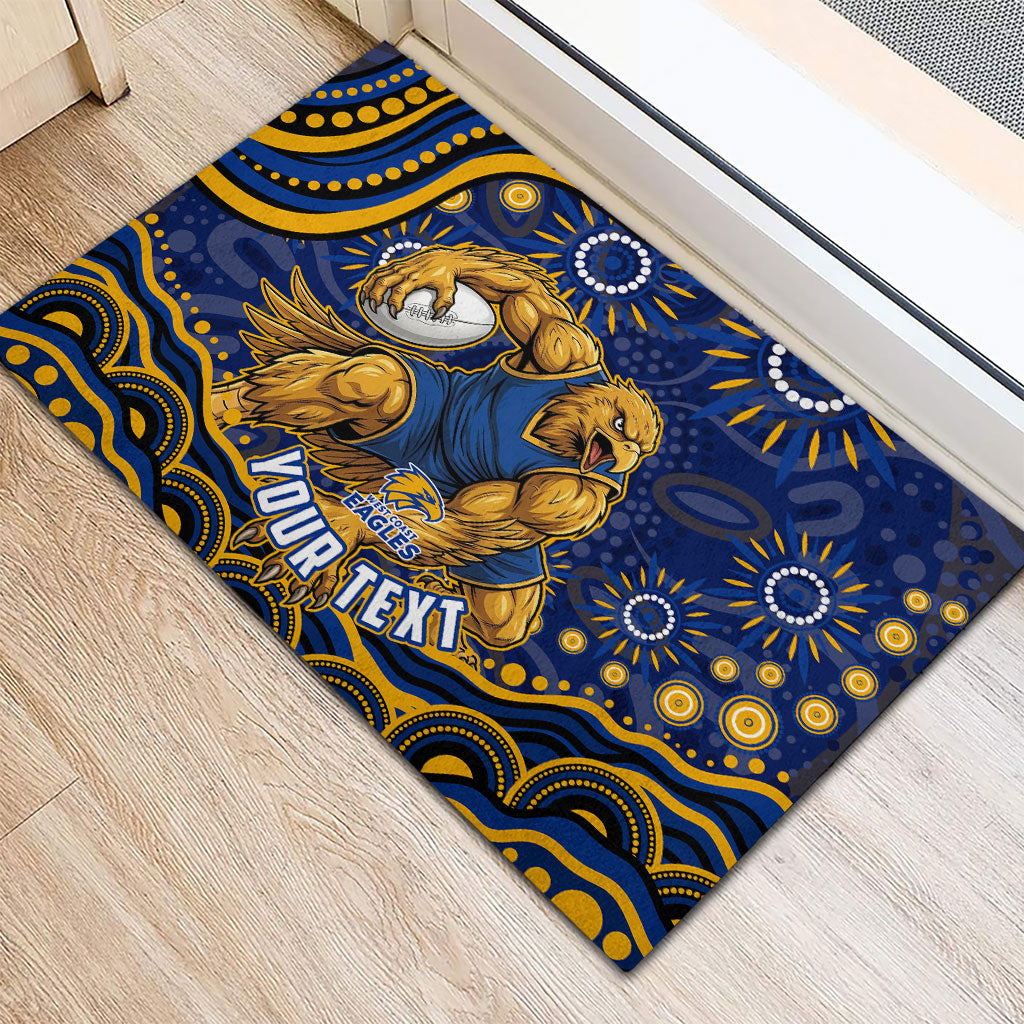 Personalized West Coast Eagles AFL Mascot Rubber Doormat Aboriginal Dot Art - Dreamtime Football Mascot