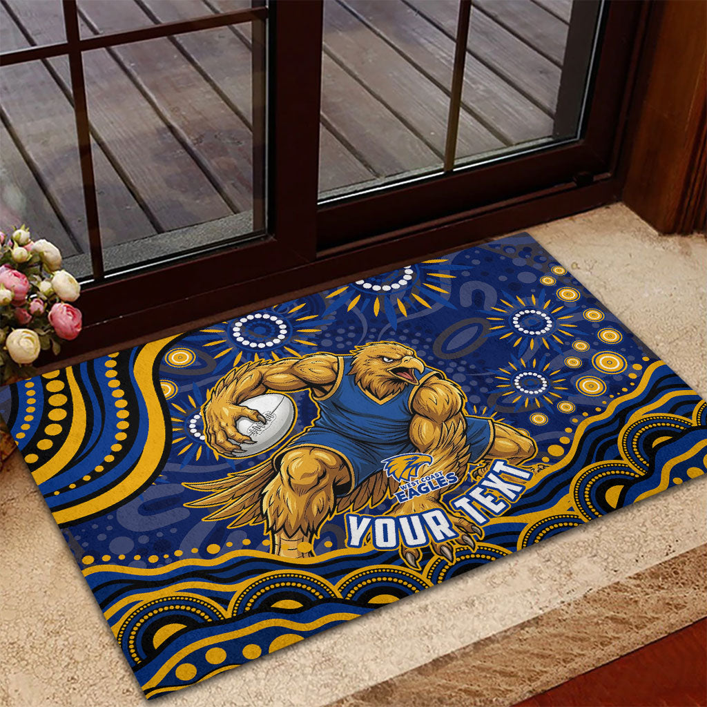 Personalized West Coast Eagles AFL Mascot Rubber Doormat Aboriginal Dot Art - Dreamtime Football Mascot