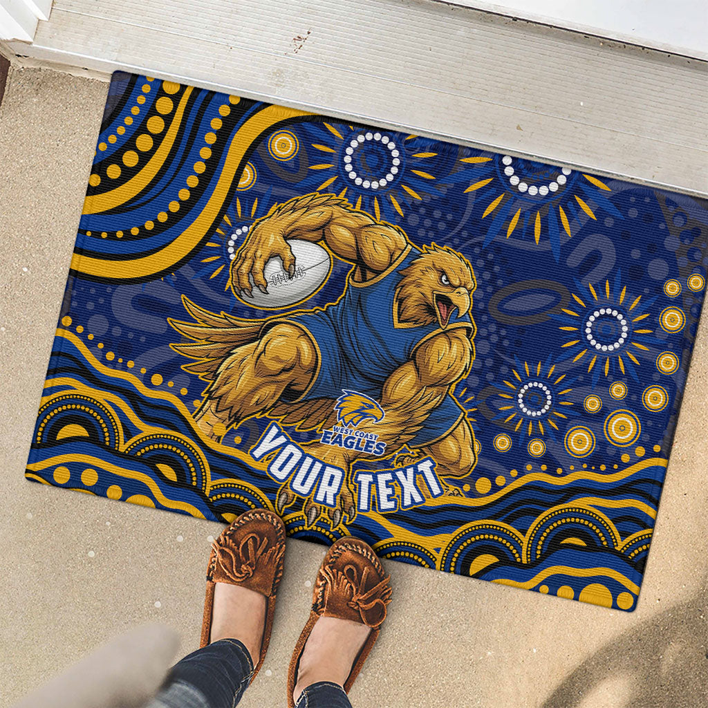 Personalized West Coast Eagles AFL Mascot Rubber Doormat Aboriginal Dot Art - Dreamtime Football Mascot