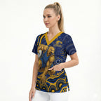 Personalized West Coast Eagles AFL Mascot Scrub Top Aboriginal Dot Art - Dreamtime Football Mascot