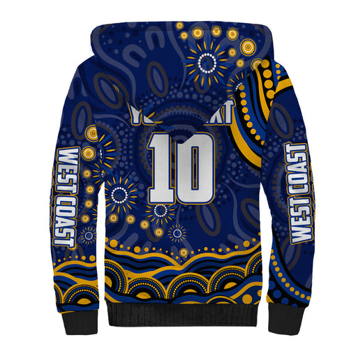 Personalized West Coast Eagles AFL Mascot Sherpa Hoodie Aboriginal Dot Art - Dreamtime Football Mascot