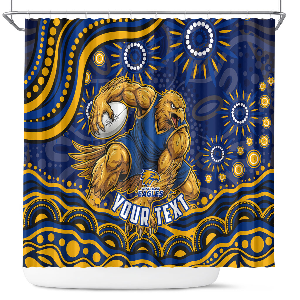 Personalized West Coast Eagles AFL Mascot Shower Curtain Aboriginal Dot Art - Dreamtime Football Mascot
