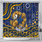 Personalized West Coast Eagles AFL Mascot Shower Curtain Aboriginal Dot Art - Dreamtime Football Mascot