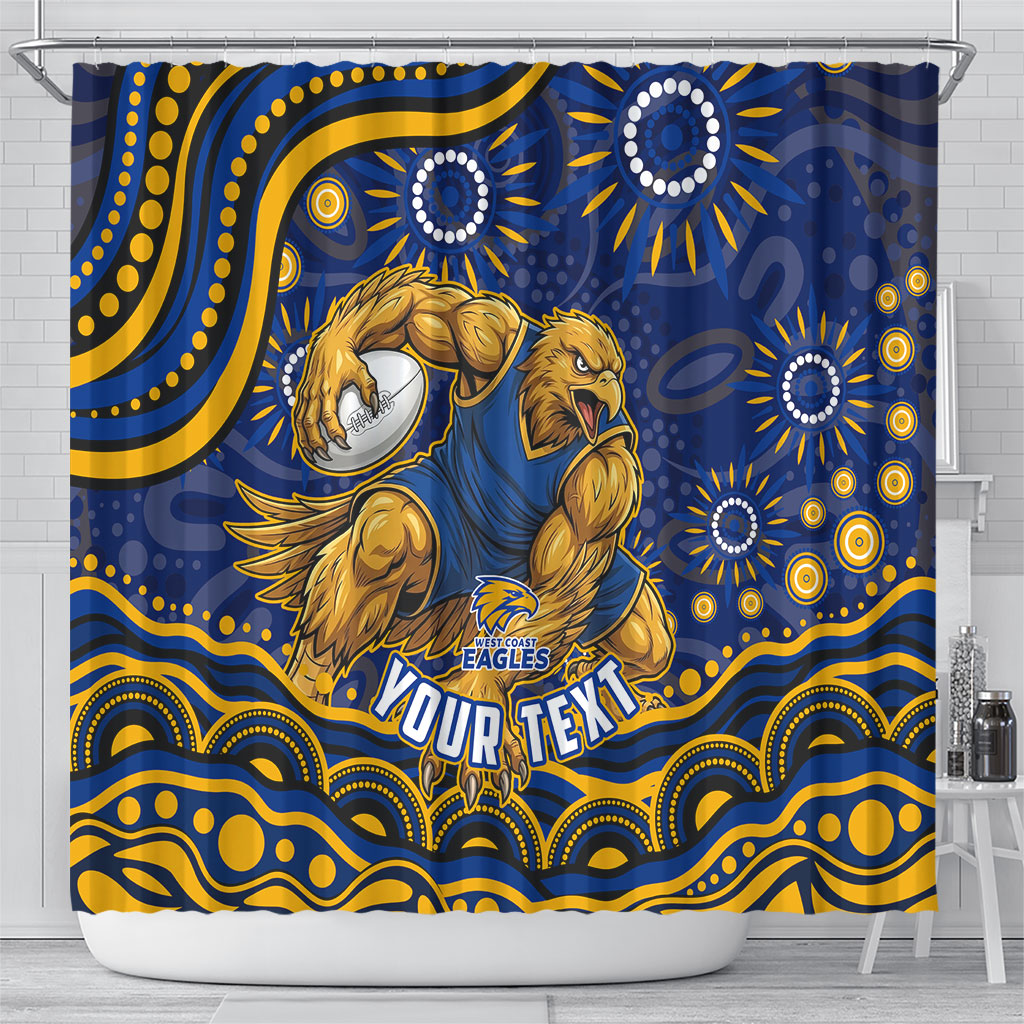 Personalized West Coast Eagles AFL Mascot Shower Curtain Aboriginal Dot Art - Dreamtime Football Mascot
