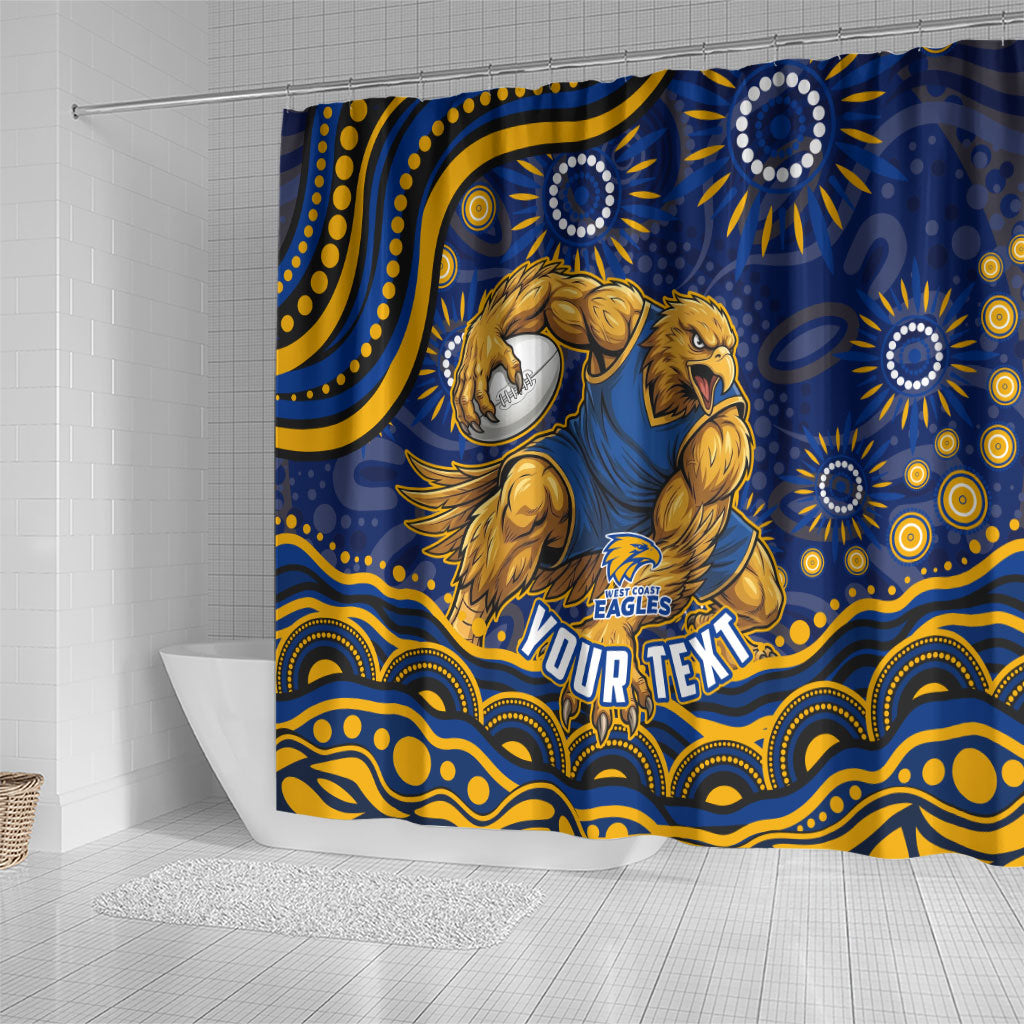 Personalized West Coast Eagles AFL Mascot Shower Curtain Aboriginal Dot Art - Dreamtime Football Mascot