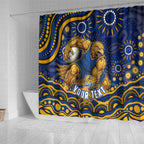 Personalized West Coast Eagles AFL Mascot Shower Curtain Aboriginal Dot Art - Dreamtime Football Mascot