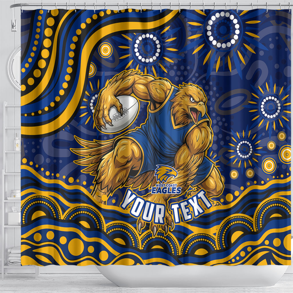 Personalized West Coast Eagles AFL Mascot Shower Curtain Aboriginal Dot Art - Dreamtime Football Mascot