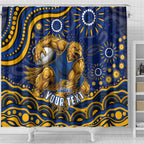 Personalized West Coast Eagles AFL Mascot Shower Curtain Aboriginal Dot Art - Dreamtime Football Mascot