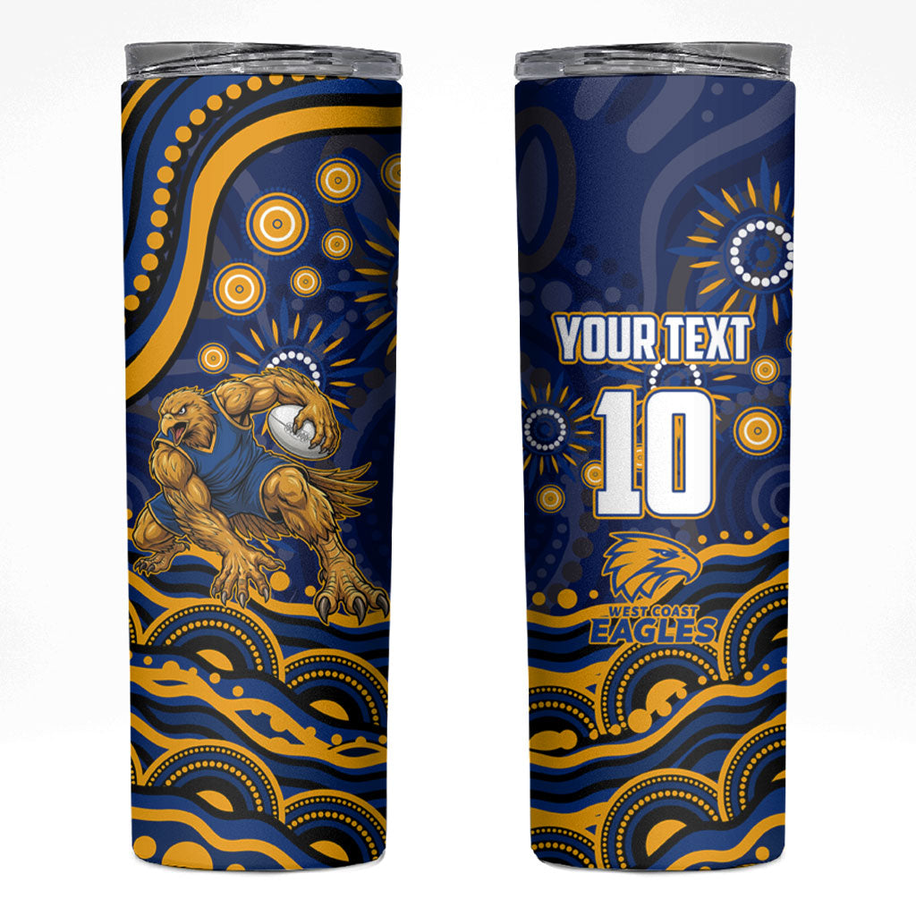 Personalized West Coast Eagles AFL Mascot Skinny Tumbler Aboriginal Dot Art - Dreamtime Football Mascot