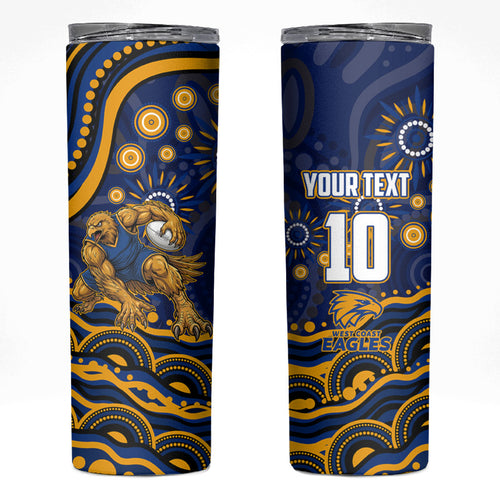 Personalized West Coast Eagles AFL Mascot Skinny Tumbler Aboriginal Dot Art - Dreamtime Football Mascot