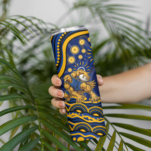 Personalized West Coast Eagles AFL Mascot Skinny Tumbler Aboriginal Dot Art - Dreamtime Football Mascot