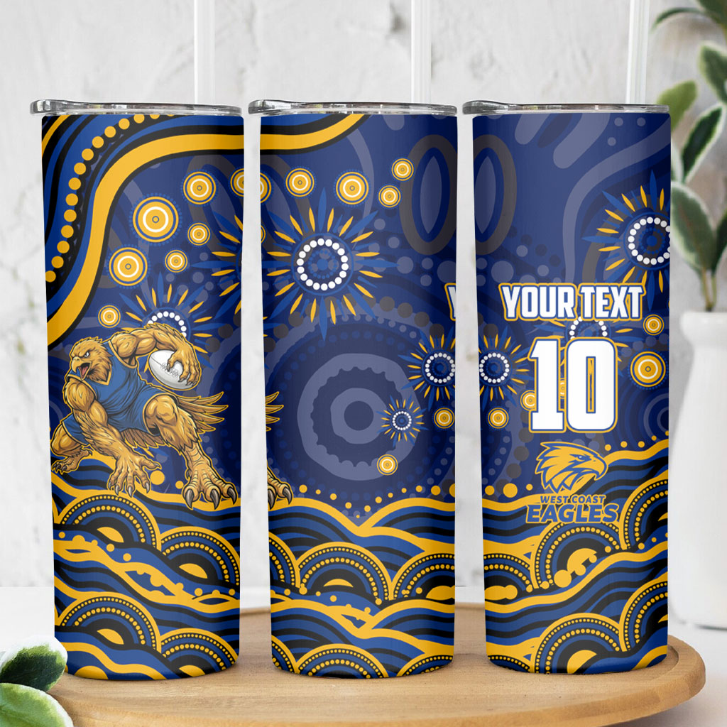 Personalized West Coast Eagles AFL Mascot Skinny Tumbler Aboriginal Dot Art - Dreamtime Football Mascot