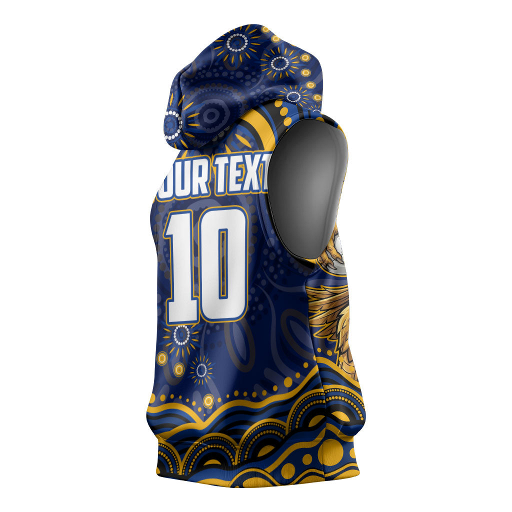 Personalized West Coast Eagles AFL Mascot Sleeveless Hoodie Aboriginal Dot Art - Dreamtime Football Mascot