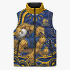 Personalized West Coast Eagles AFL Mascot Sleeveless Puffer Jacket Aboriginal Dot Art - Dreamtime Football Mascot